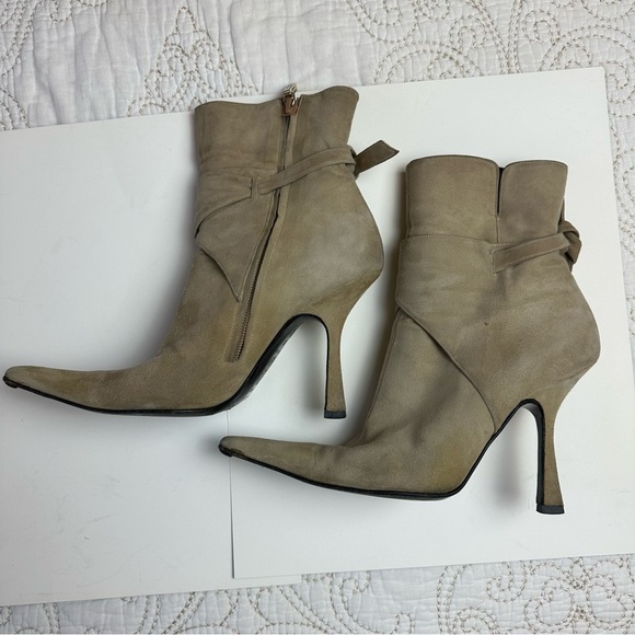 Versace tan suede pointed toe high heel ankle boots sz 38 - Picture 2 of 9